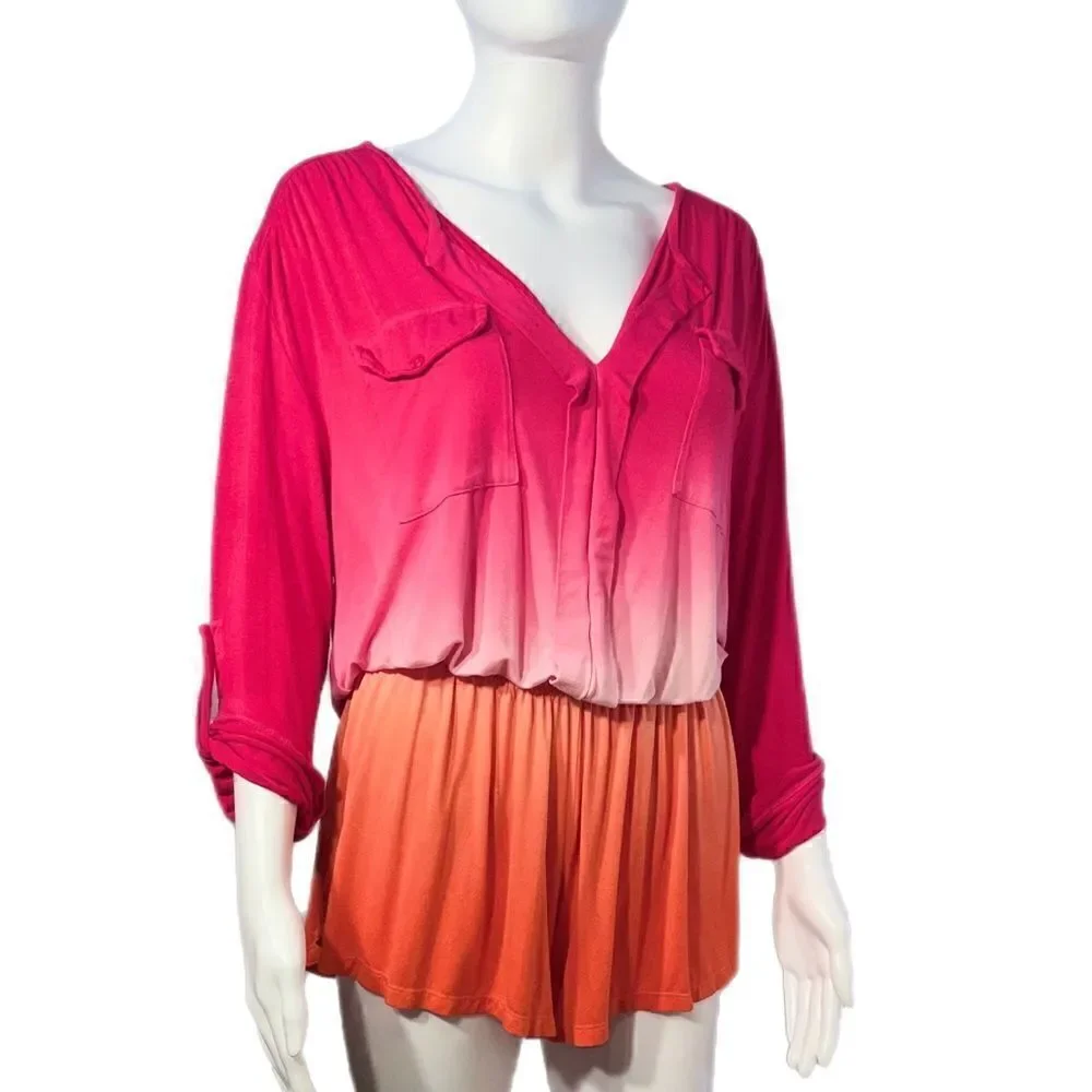 Young Fabulous & Broke Malik Roll Sleeve Ombré Romper